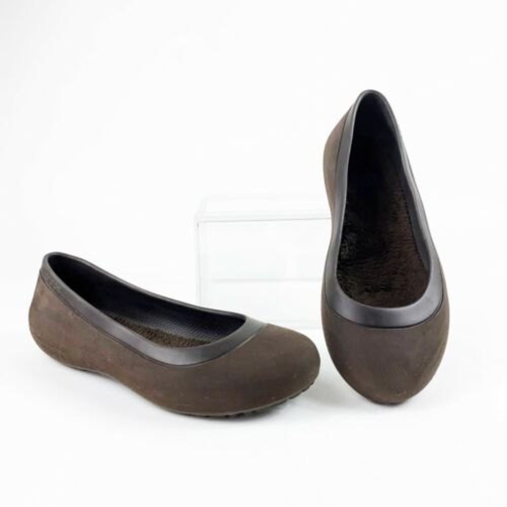 Crocs Mammoth Womens Size 7 Brown Ballet Fur Lined Flats Shoes